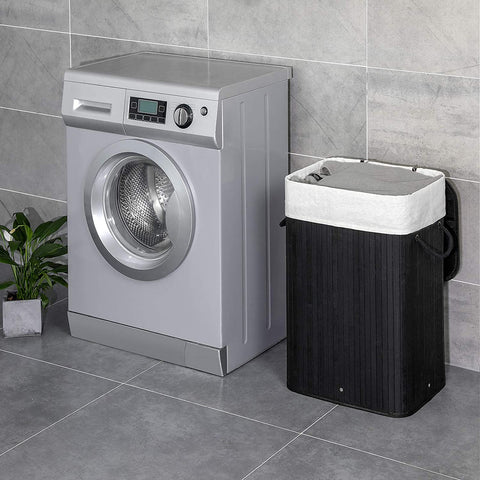 Rootz Foldable Laundry Basket Bamboo - Laundry Basket - 72L Black