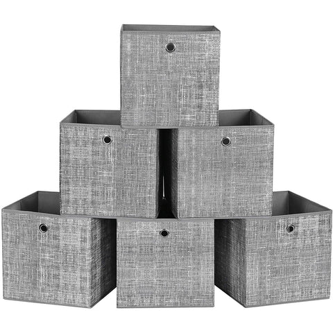 Rootz Storage Boxes - Set Of 6 - Foldable Boxes - Non Woven - Organizer - Gray - 30 x 30 x 30 cm