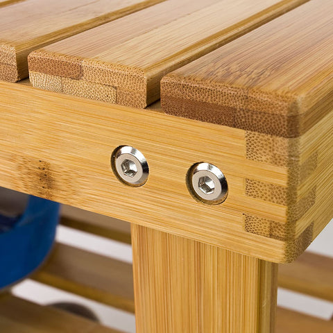 Rootz Bamboo Shoe Rack - Bench - Bathroom Shelf - 50cm x 29cm x 45cm
