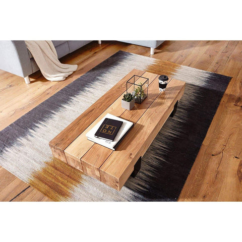 Rootz Coffee Table Wood - Living Room Table - Coffee Tables Brown - Metal Frame - 130 x 25 x 59 cm