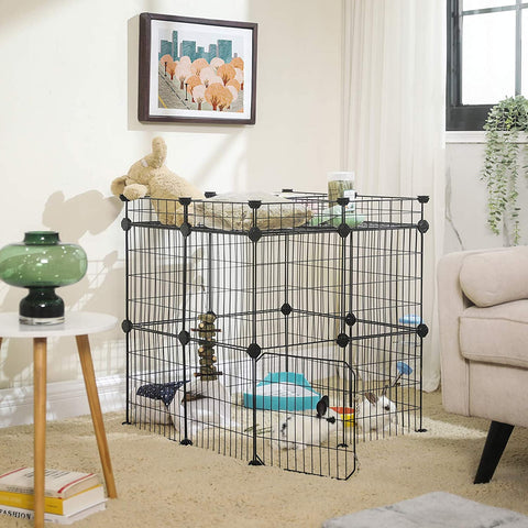 Rootz Pet cage - Animal run - Mesh cage - Small animals - Rabbit hutch - Outdoor enclosure - Indoor enclosure - Black -
