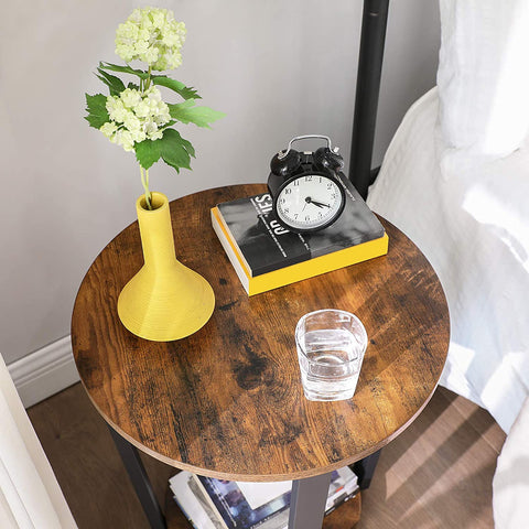 Rootz Side Table - Coffee Table - Coffee Table - Round - Industrial - Brown - Black - Processed Wood - Metal - 50 x 50 x 57 cm