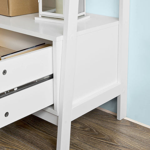 Rootz White Storage Display Shelving Ladder Shelf Bookcase with Drawer and 4 Shelves
