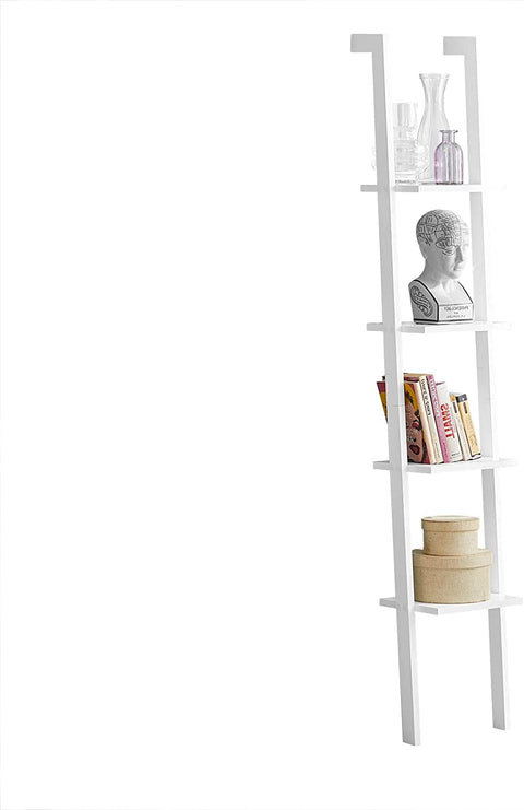 Rootz Modern 4 Tiers Ladder Shelf- Wall Shelf -Stand Shelf- Bookcase Storage Display Shelf