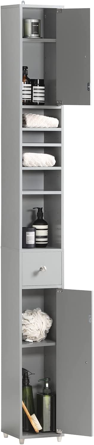 Rootz Bathroom Tall Cabinet - Cupboard - Bathroom Storage Cabinet - Light Grey