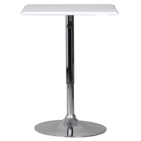 Rootz Standing Table - Bistro Table - 60 x 60 cm - Leather Look - White - Chrome - Silver - Square