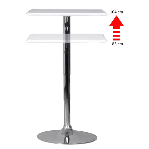 Rootz Standing Table - Bistro Table - 60 x 60 cm - Leather Look - White - Chrome - Silver - Square