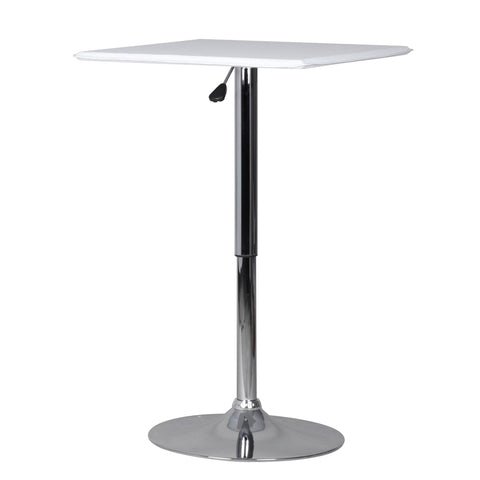 Rootz Standing Table - Bistro Table - 60 x 60 cm - Leather Look - White - Chrome - Silver - Square