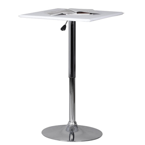 Rootz Standing Table - Bistro Table - 60 x 60 cm - Leather Look - White - Chrome - Silver - Square