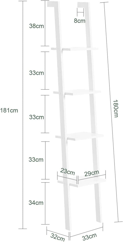 Rootz Modern 4 Tiers Ladder Shelf- Wall Shelf -Stand Shelf- Bookcase Storage Display Shelf
