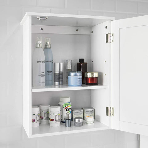 Rootz White Wall Mounted - Single Door Bathroom Cabinet - W40 x D23 x H52cm