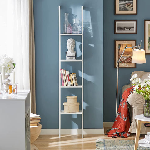 Rootz Modern 4 Tiers Ladder Shelf- Wall Shelf -Stand Shelf- Bookcase Storage Display Shelf