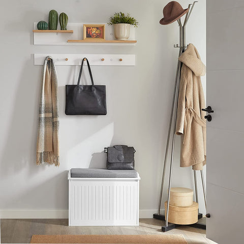 Rootz Hallway Shoe Bench - Shoe Rack - Shoe Cabinet with Seat Cushion and Flip Drawer - L70 x W49 x H19cm