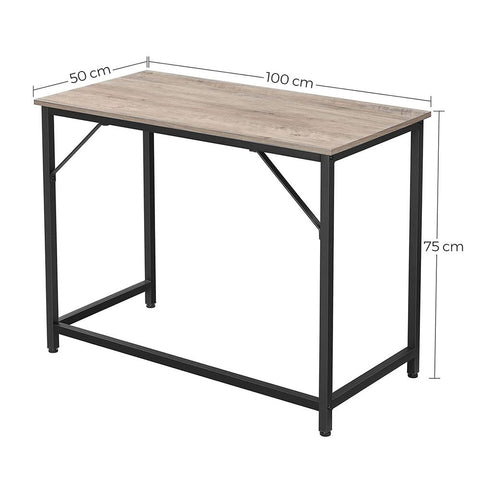 Rootz Desk - Desk With Metal Frame - Office Desk - Computer Desk - Writing Desk - Home Office Furniture - Workstation - Study Desk - Executive Desk - Adjustable Desk - Gaming Desk - Greige-Black - 100 x 50 x 75 cm (L x W x H)