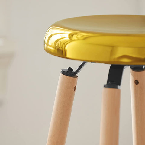 Rootz Kitchen Barstool Bar Stool with Metal Seat & Beech Wood Legs