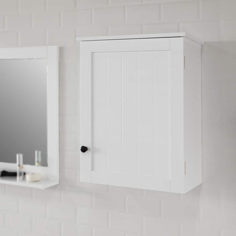 Rootz White Wall Mounted - Single Door Bathroom Cabinet - W40 x D23 x H52cm