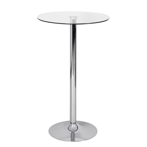 Rootz Standing Table - Bistro Table - Glass Standing Table - Glass - Round - Chrome