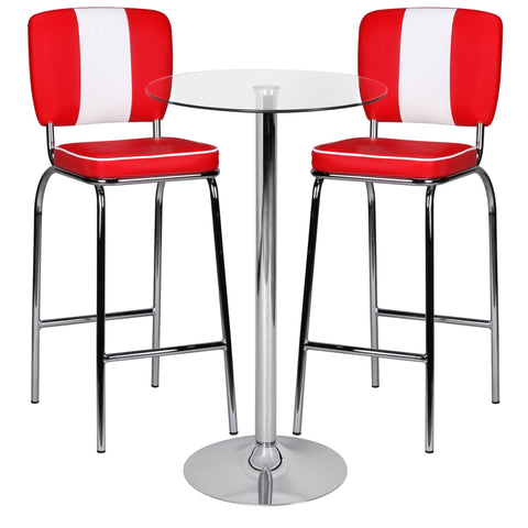 Rootz Standing Table - Bistro Table - Glass Standing Table - Glass - Round - Chrome