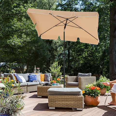 Rootz Parasol - Rectangular - Garden Parasol - Carry Bag - Tripod - Taupe - 2 x 1.5 m