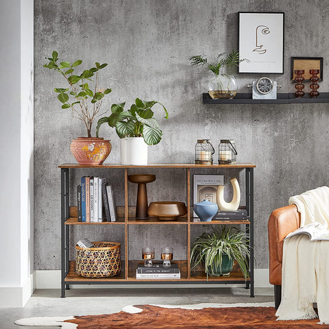 Rootz Bookcase - Compartment Cabinet - Storage Cabinet - Brown - Black - Processed Wood - Metal - 120 x 33 x 80 cm