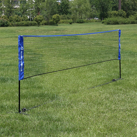 Rootz Badminton Net - Tennis Net - Adjustable Height - Iron Frame - Transport Bag - Blue - Black - Yellow