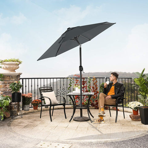 Rootz Parasol - Market Parasol - Garden Parasol - UV Protection - UPF 50+ - Metal - Bendable - Gray - 200 cm