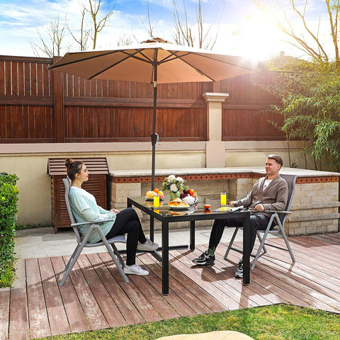 Rootz Garden Chairs - Set Of 2 - Folding Chairs - Outdoor Chairs - Aluminum Frame - Backrest - Adjustable - Black/Grey