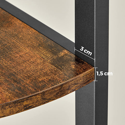Rootz Corner Cabinet - Bookcase - Shelf - Metal - Processed Wood - Brown - Black - 30 x 30 x 150 cm
