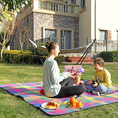 Rootz Picnic Blanket - Beach Blanket - Waterproof Bottom - Foldable - Red - Green - Orange - 195 x 150 cm