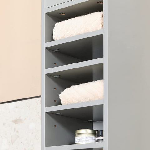 Rootz Bathroom Tall Cabinet - Cupboard - Bathroom Storage Cabinet - Light Grey