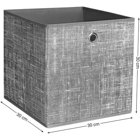 Rootz Storage Boxes - Set Of 6 - Foldable Boxes - Non Woven - Organizer - Gray - 30 x 30 x 30 cm