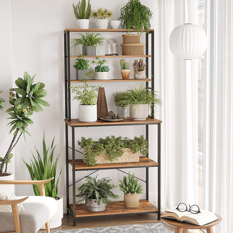 Rootz Kitchen Cabinet - Kitchen Rack - 6 Hooks - Metal - Industrial - Brown - Black - 80 x 40 x 167 cm