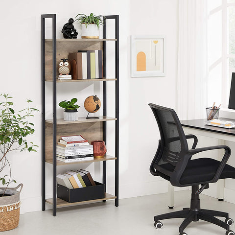 Rootz Kitchen Cabinet - Bookcase Industrial - Cupboards - Ladder Cabinet 5 Layers - 62 x 24 x 165 cm