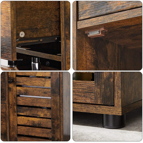 Rootz Sideboard - Storage Cabinet - Sideboard - 3 Drawers - Folding Door - Adjustable Shelves - Brown - Black - Industrial - Processed Wood - Metal - 60 x 30 x 80 cm