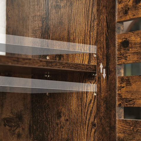 Rootz Wall cabinet - Bathroom cabinet - Storage cabinet - 2 Doors - 1 Open Compartment - Brown - Processed Wood - Industrial - 60 x 20 x 70 cm
