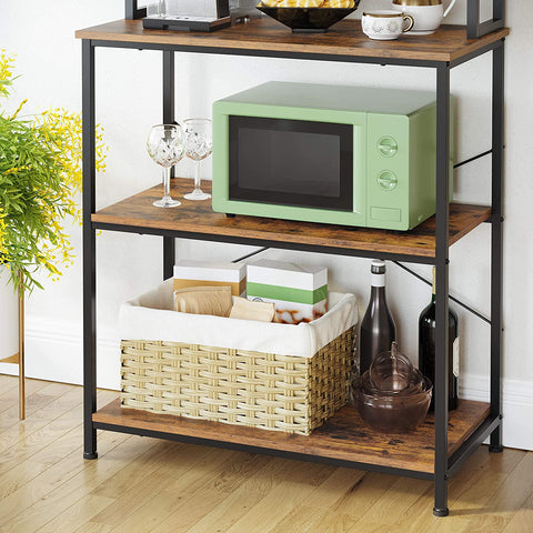 Rootz Kitchen Cabinet - Kitchen Rack - 6 Hooks - Metal - Industrial - Brown - Black - 80 x 40 x 167 cm