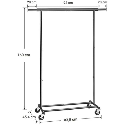Rootz Clothes Rack On Wheels - Wardrobe Rack - Rack For Clothes - Wardrobe
