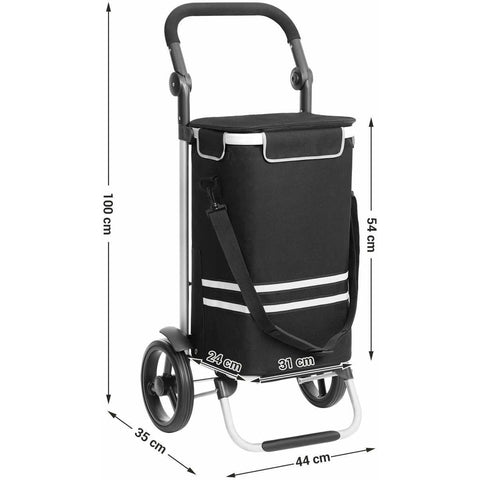Rootz Foldable Shopping Trolley - Shopping Trolleys With Wheels - Shopping Cart With Refrigeration