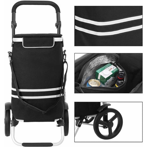 Rootz Foldable Shopping Trolley - Shopping Trolleys With Wheels - Shopping Cart With Refrigeration