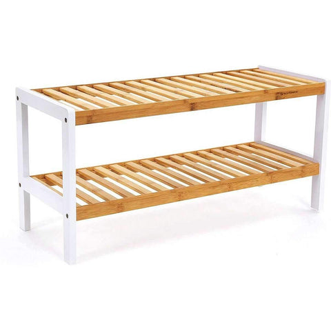 Rootz Shoe Rack - For 8 Pairs of Shoes - Bamboo Shoe Cabinet - Multifunctional Bathroom Rack
