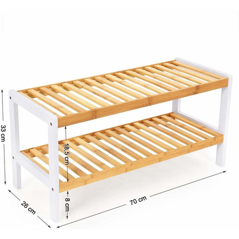 Rootz Shoe Rack - For 8 Pairs of Shoes - Bamboo Shoe Cabinet - Multifunctional Bathroom Rack