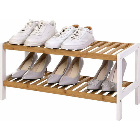 Rootz Shoe Rack - For 8 Pairs of Shoes - Bamboo Shoe Cabinet - Multifunctional Bathroom Rack