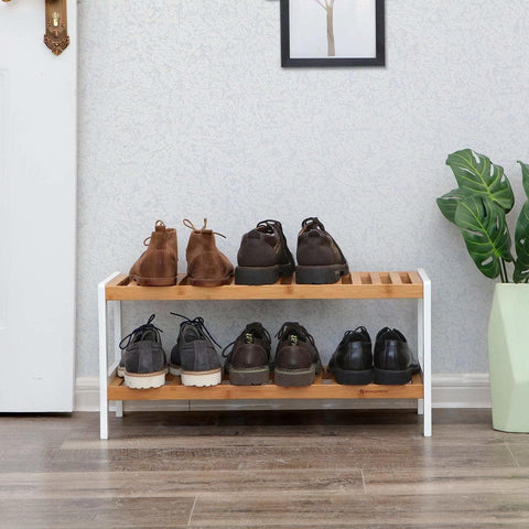 Rootz Shoe Rack - For 8 Pairs of Shoes - Bamboo Shoe Cabinet - Multifunctional Bathroom Rack