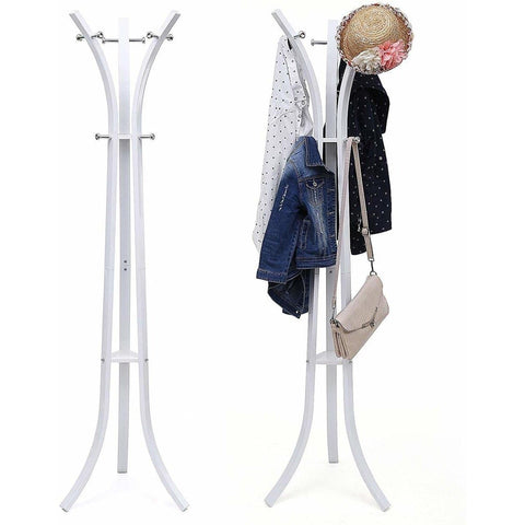 Rootz Coat Rack - Clothes Rack With 9 Hooks - White