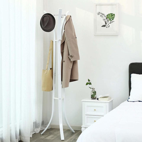 Rootz Coat Rack - Clothes Rack With 9 Hooks - White