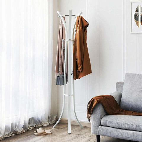 Rootz Coat Rack - Clothes Rack With 9 Hooks - White