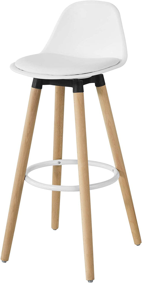 Rootz Kitchen Breakfast Barstool - Bar Stool with PU Leather Padded Seat & Beech Wood Legs