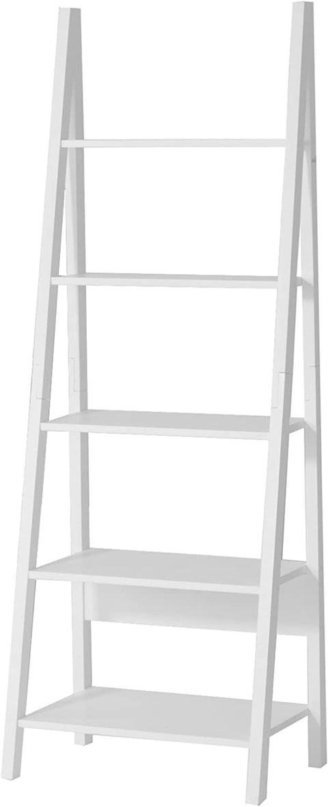 Rootz Modern 5 Tiers Ladder Shelf Bookcase- Wood Storage Display Shelving- Wall Shelf