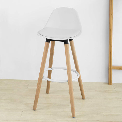 Rootz Kitchen Breakfast Barstool - Bar Stool with PU Leather Padded Seat & Beech Wood Legs