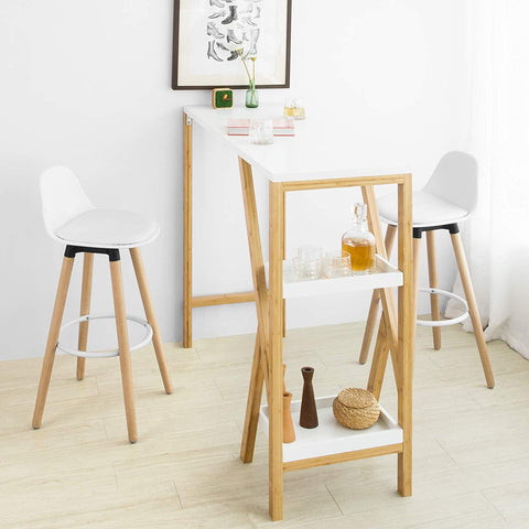 Rootz Kitchen Breakfast Barstool - Bar Stool with PU Leather Padded Seat & Beech Wood Legs